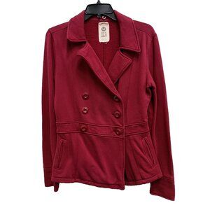 Vintage Y2K Roxy Womens Jacket Medium Red Double Breasted Preppy Pea Coat